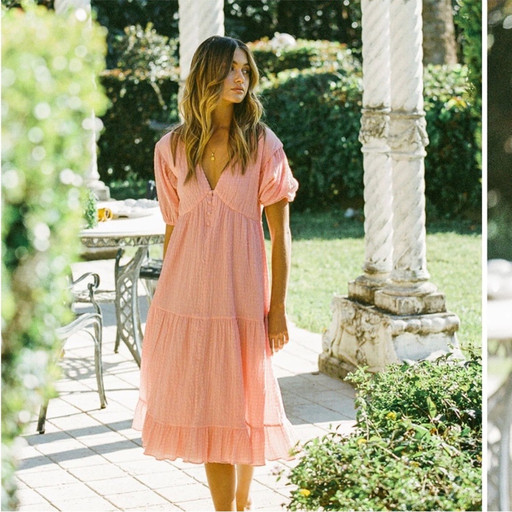 Sabo Skirt Vittoria Midi Dress in Coral